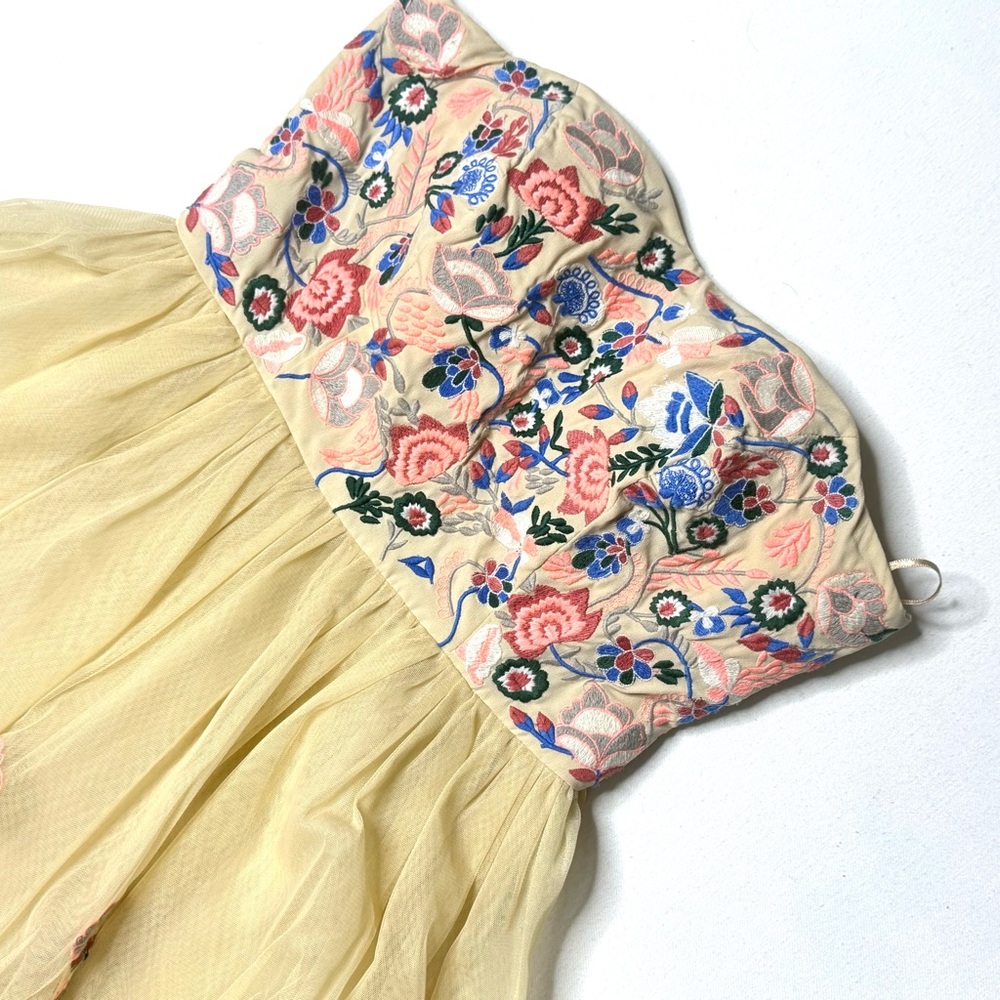 Anthropologie Geode Strapless Floral Corset Lace up Embroidered Tulle Dress Sz S - Picture 4 of 12